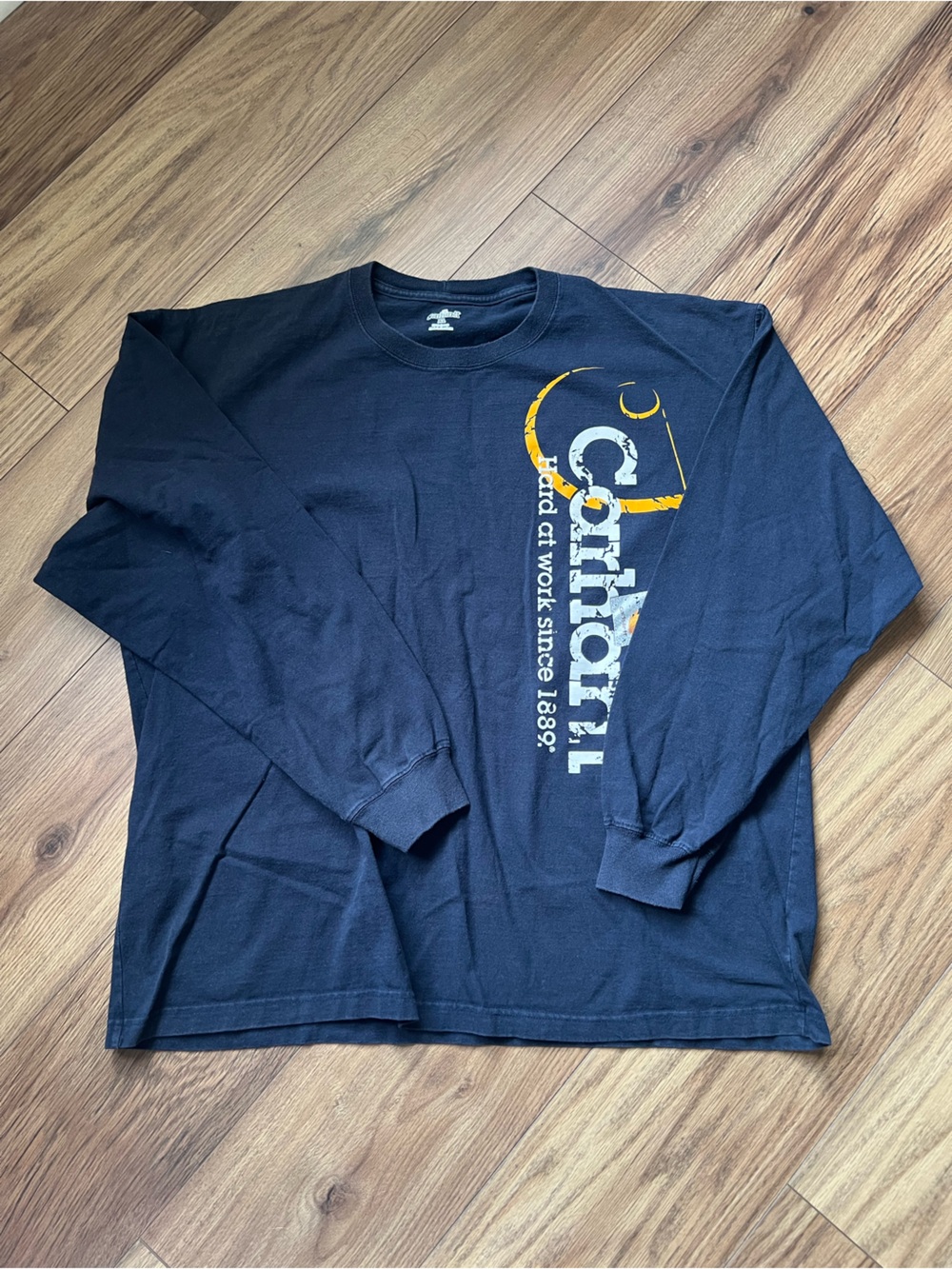 Carhartt Mens Long Sleeve Navy Graphic Tee
